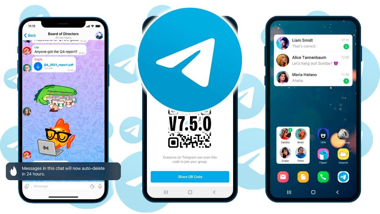 Telegram Update 7.5.0 autoexluir Mensagens e mais