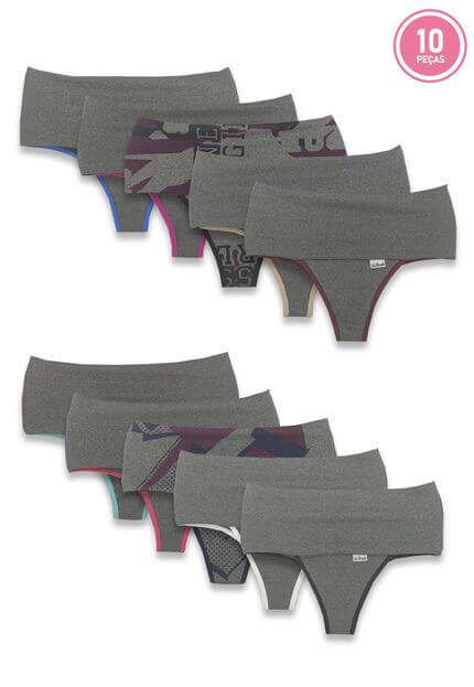 Kit 10 Calcinhas Com Compressão Para Barriga Fit Kit 10 Calcinhas Com Compressão Para Barriga Fit